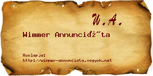 Wimmer Annunciáta névjegykártya